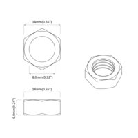 Zeshoekige Moer 2 pcs Zilver m8 Metaal 7