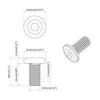 Bout 2 pcs Zilver 8 x 25 mm Staal 6