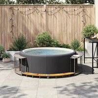 Hottub ombouw opbergruimte en houten opstapje poly rattan grijs 4