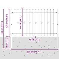 Spijlenhekwerk Zwart 200 x 130 cm Gepoedercoat staal 7