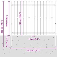 Spijlenhekwerk Zwart 200 x 200 cm Gepoedercoat staal 7