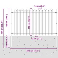 Spijlenhekwerk Zwart 200 x 130 cm Gepoedercoat staal 7