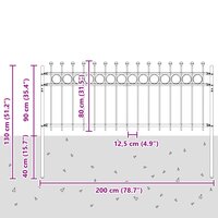 Spijlenhekwerk Zwart 200 x 130 cm Gepoedercoat staal 7