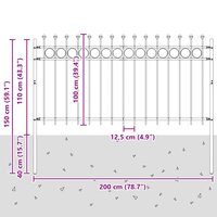 Spijlenhekwerk Zwart 200 x 150 cm Gepoedercoat staal 7
