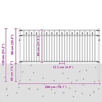 Spijlenhekwerk Zwart 200 x 130 cm Gepoedercoat staal 7