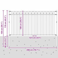 Spijlenhekwerk Zwart 200 x 150 cm Gepoedercoat staal 7