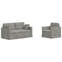 Bankstel 2 pcs Lichtgrijs 158 x 78 x 80 cm Fluweel 2