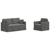 Bankstel 2 pcs Donkergrijs 158 x 78 x 80 cm Fluweel 2