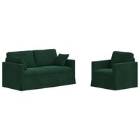 Bankstel 2 pcs Donkergroen 158 x 78 x 80 cm Fluweel 2