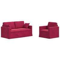 Bankstel 2 pcs Wijnrood 158 x 78 x 80 cm Fluweel 2