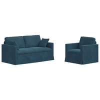 Bankstel 2 pcs Blauw 158 x 78 x 80 cm Fluweel 2
