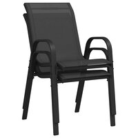 Tuinstoelen stapelbaar 2 st textileen stof zwart 8