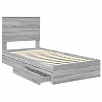 Opslag bed met hoofdeinde Grijs Sonoma 90 x 190 cm Bewerkt hout 5