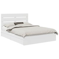 Opslag bed met hoofdeinde Wit 140 x 190 cm Bewerkt hout 2