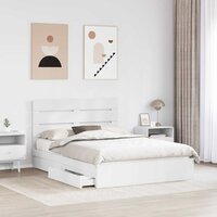 Opslag bed met hoofdeinde Wit 140 x 190 cm Bewerkt hout 3