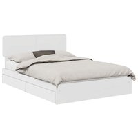 Opslag bed met hoofdeinde Wit 140 x 200 cm Bewerkt hout 2
