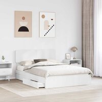 Opslag bed met hoofdeinde Wit 140 x 200 cm Bewerkt hout 3