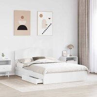 Opslag bed met hoofdeinde Wit 140 x 200 cm Bewerkt hout 3
