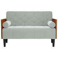 Loveseat bank met bolsters kussens lichtgrijs 110 cm fluweel 3