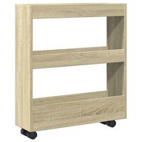 Opbergtrolley smal 3-laags bewerkt hout sonoma eikenkleurig 2