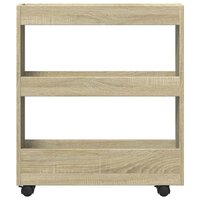 Opbergtrolley smal 3-laags bewerkt hout sonoma eikenkleurig 4