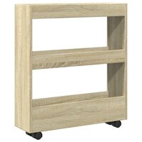 Opbergtrolley smal 3-laags bewerkt hout sonoma eikenkleurig 6