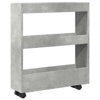 Opbergtrolley smal 3-laags bewerkt hout betongrijs 2