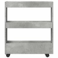 Opbergtrolley smal 3-laags bewerkt hout betongrijs 4