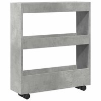 Opbergtrolley smal 3-laags bewerkt hout betongrijs 6