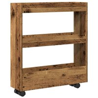 Opbergtrolley smal 3-laags bewerkt hout oud houtkleurig 2