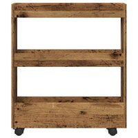 Opbergtrolley smal 3-laags bewerkt hout oud houtkleurig 4