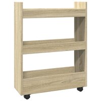 Opbergtrolley smal 3-laags bewerkt hout sonoma eikenkleurig 2