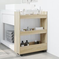 Opbergtrolley smal 3-laags bewerkt hout sonoma eikenkleurig 3