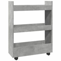 Opbergtrolley smal 3-laags bewerkt hout betongrijs 2