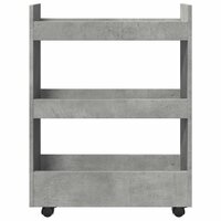 Opbergtrolley smal 3-laags bewerkt hout betongrijs 4