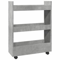 Opbergtrolley smal 3-laags bewerkt hout betongrijs 6