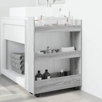 Opbergtrolley smal 3-laags bewerkt hout grijs sonoma eiken 3