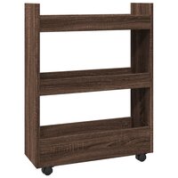 Opbergtrolley smal 3-laags bewerkt hout bruin eikenkleurig 2