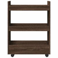Opbergtrolley smal 3-laags bewerkt hout bruin eikenkleurig 4