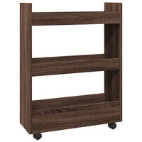 Opbergtrolley smal 3-laags bewerkt hout bruin eikenkleurig 6