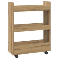 Opbergtrolley smal 3-laags bewerkt hout artisanaal eikenkleurig 2