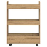 Opbergtrolley smal 3-laags bewerkt hout artisanaal eikenkleurig 4