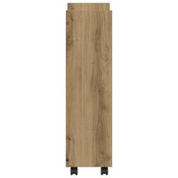 Opbergtrolley smal 3-laags bewerkt hout artisanaal eikenkleurig 5