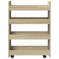 Opbergtrolley smal 4-laags bewerkt hout sonoma eikenkleurig 4