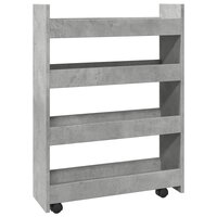Opbergtrolley smal 4-laags bewerkt hout betongrijs 6