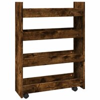 Opbergtrolley smal 4-laags bewerkt hout gerookt eikenkleurig 2