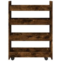 Opbergtrolley smal 4-laags bewerkt hout gerookt eikenkleurig 4