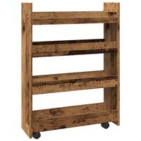 Opbergtrolley smal 4-laags bewerkt hout oud houtkleurig 2