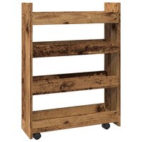 Opbergtrolley smal 4-laags bewerkt hout oud houtkleurig 6