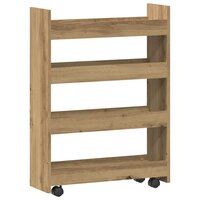 Opbergtrolley smal 4-laags bewerkt hout artisanaal eikenkleurig 2